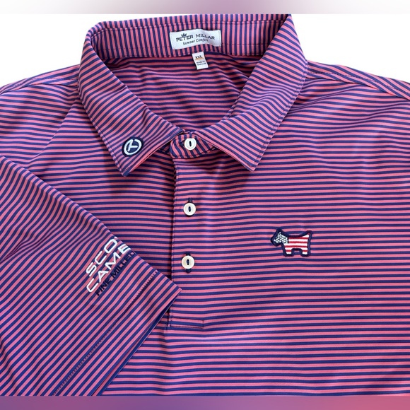Scotty Cameron Other - SCOTTY CAMERON GALLERY Circle T Summer Comfort USA Flag Dog Striped Polo XXL